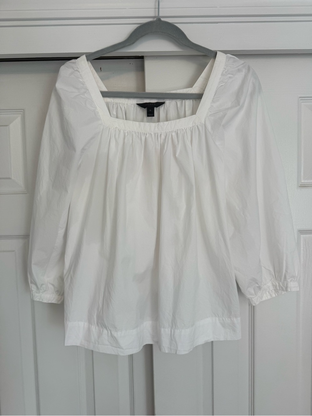J. Crew Crisp White Square-Neck Blouse - 100% Cotton